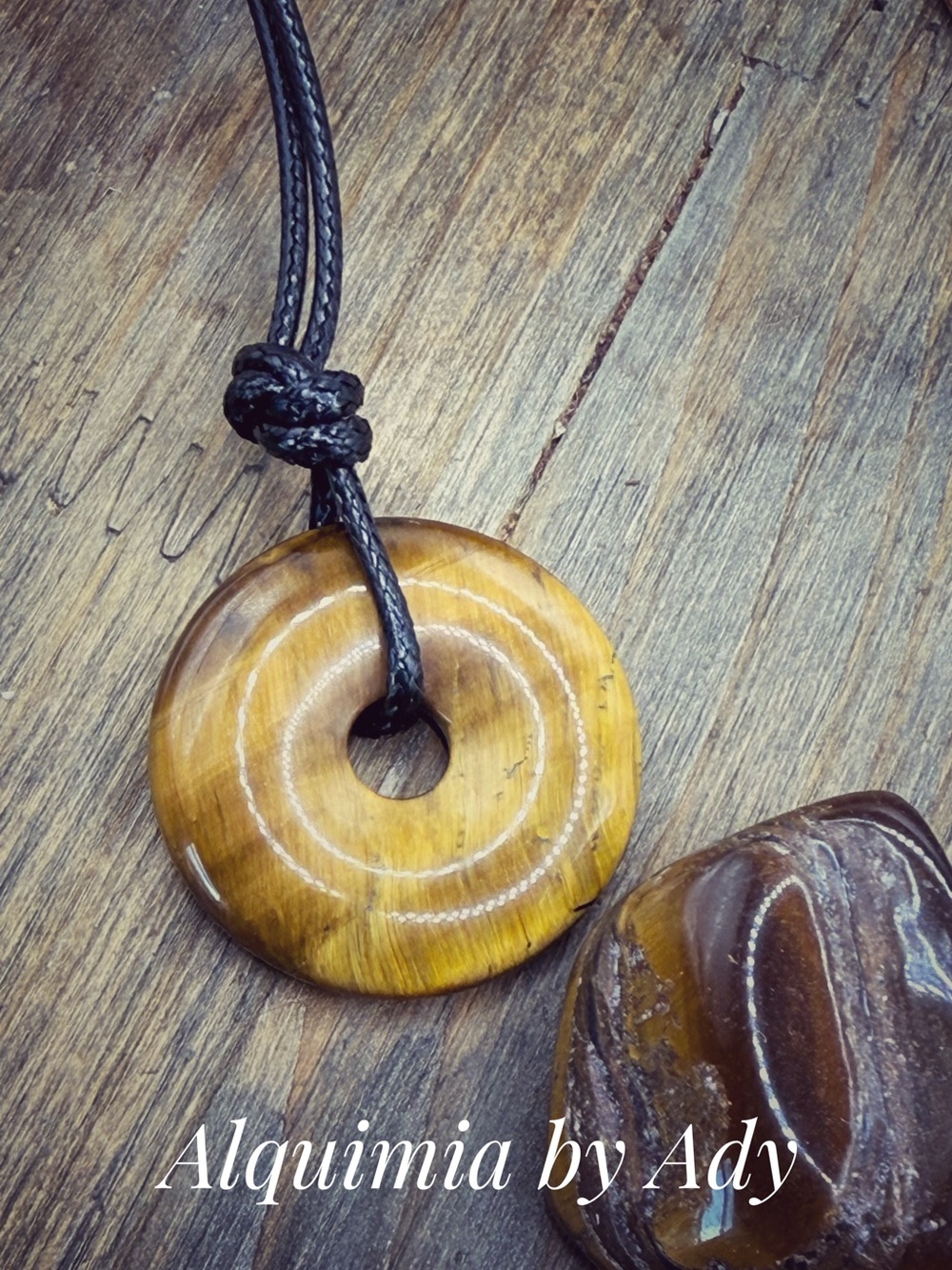 Alquimia Brown Tiger's Eye Donut Pendant Necklace